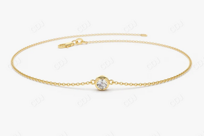 0.11CTW Moissanite Dainty Solitaire Diamond Bracelet  customdiamjewel Sterling Silver Yellow Gold VVS-EF