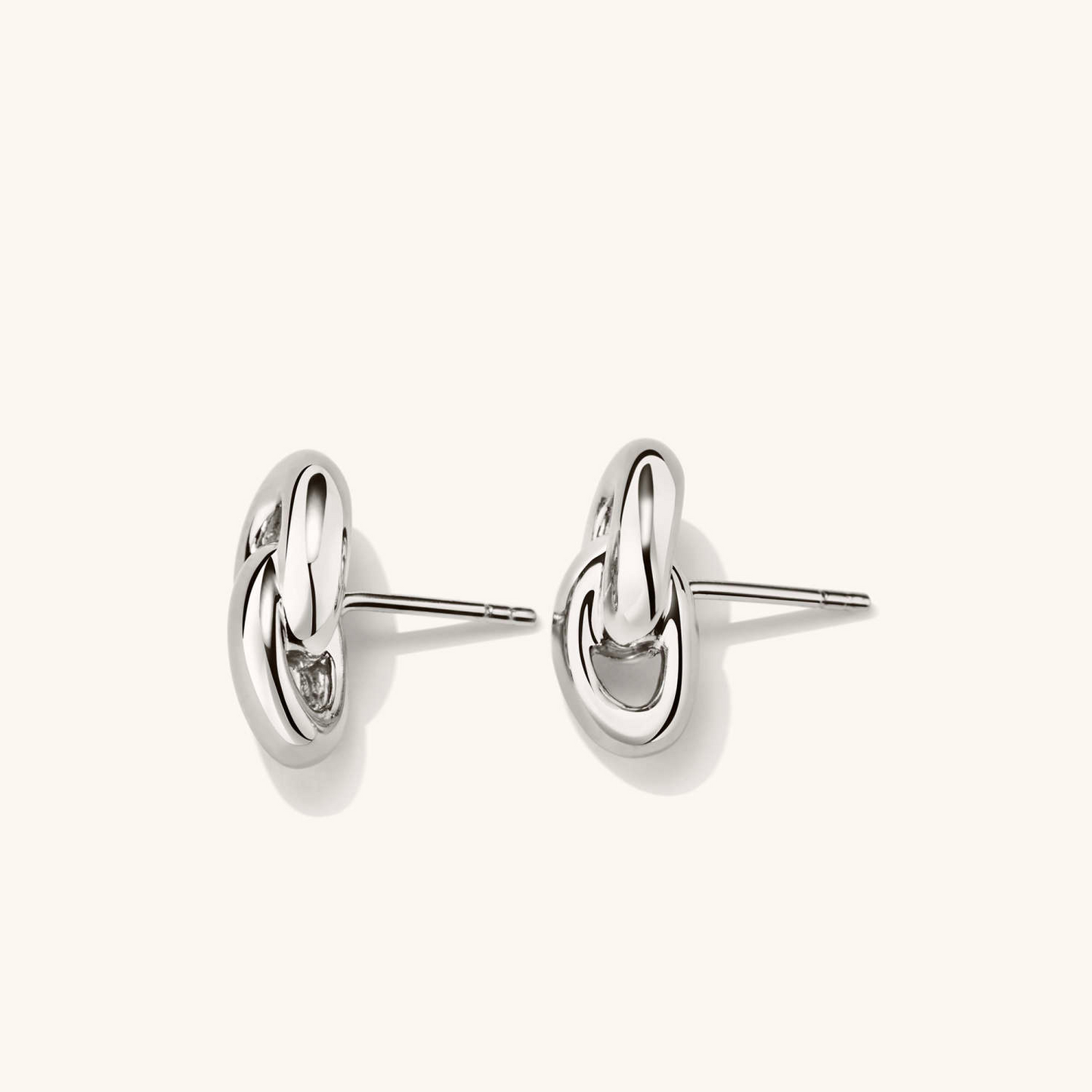 Linked Thick 14K Solid Gold Stud Earring