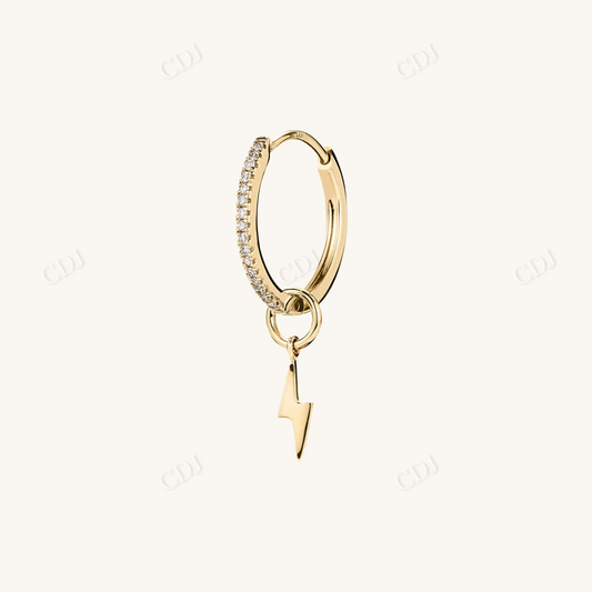 Lightning Bolt Single Charm Huggie Hoop Earrings for Women  customdiamjewel 10 KT Solid Gold Yellow Gold VVS-EF