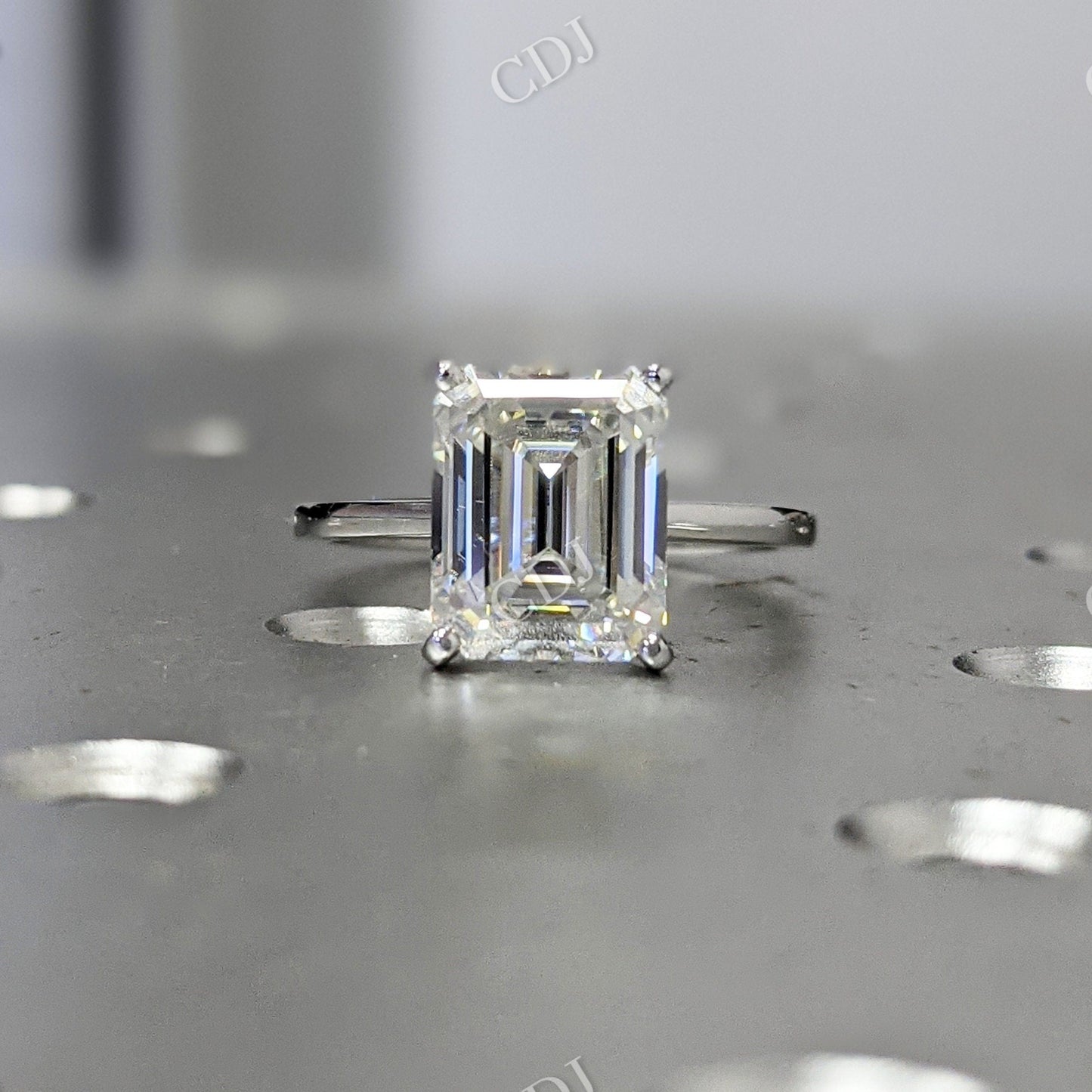 3 Carat Emerald Cut Solitaire Moissanite Engagement Ring