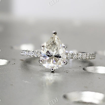 Pear Cut 14k Solid Gold Moissanite Engagement Ring
