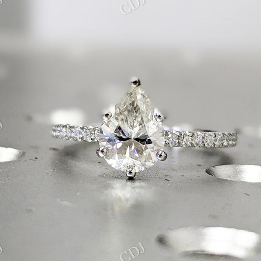 Pear Cut 14k Solid Gold Moissanite Engagement Ring  customdiamjewel 10 KT White Gold VVS-EF