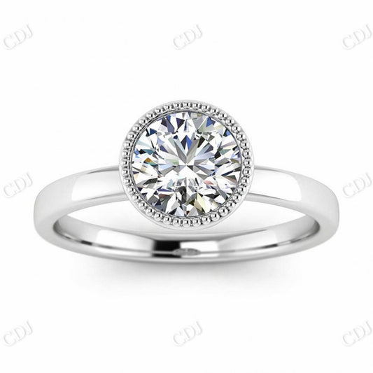 Miligrain Bezel Set White Gold Unique Moissanite Ring  customdiamjewel 10 KT White Gold VVS-EF