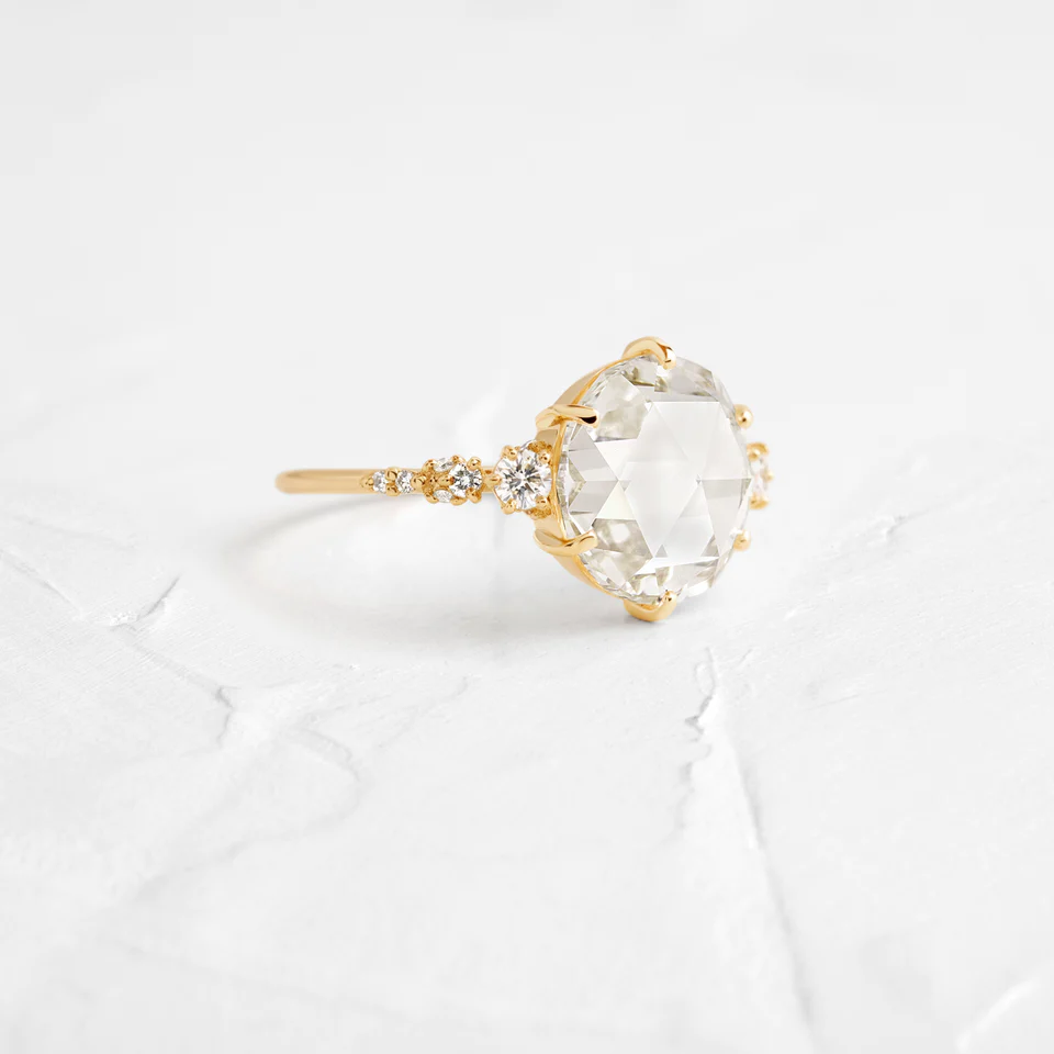 4.30CT Classic Round Rose Cut Moissanite Engagement Ring  customdiamjewel   