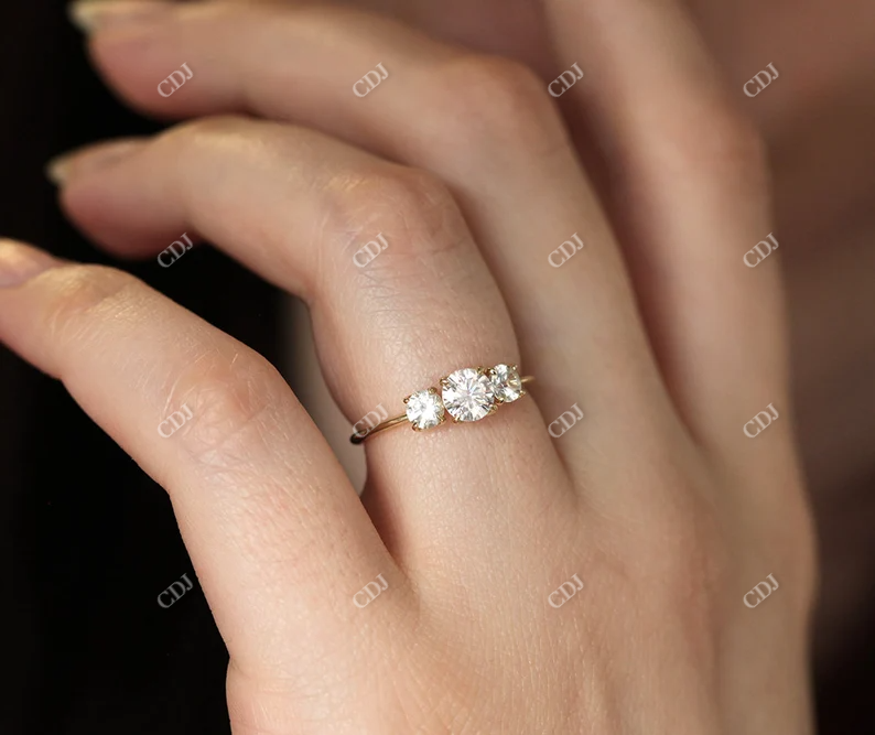 0.82ctw Round Cut Moissanite Three Stone Ring  customdiamjewel   