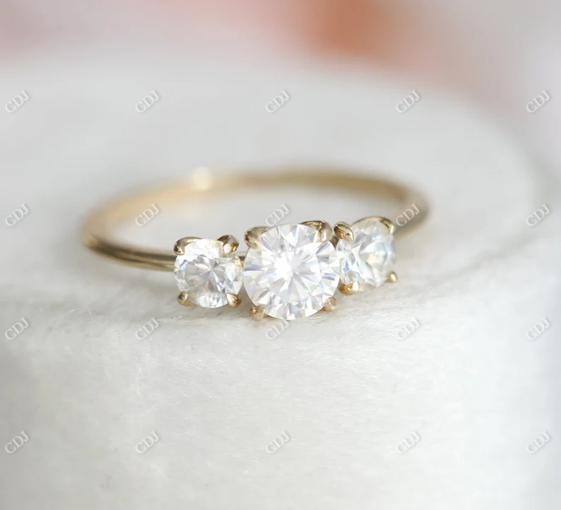 0.82ctw Round Cut Moissanite Three Stone Ring  customdiamjewel   