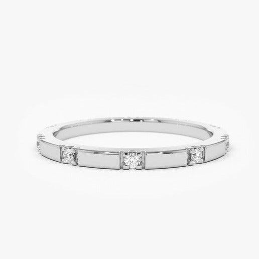 0.12CTW Round Shape Natural Diamond Stackable Wedding Band  customdiamjewel 10KT White Gold VVS-EF