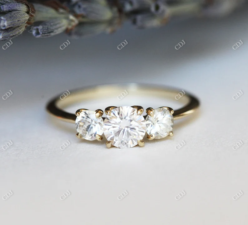 0.82ctw Round Cut Moissanite Three Stone Ring  customdiamjewel   
