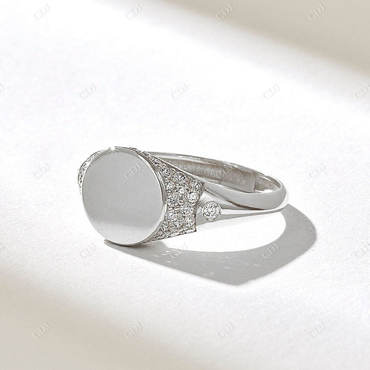 0.44CTW Pave Round Diamond Signet Ring  customdiamjewel 10KT White Gold VVS-EF