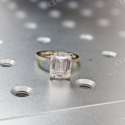 Bridal Emerald Cut Moissanite Engagement Ring  customdiamjewel 10 KT Yellow Gold VVS-EF