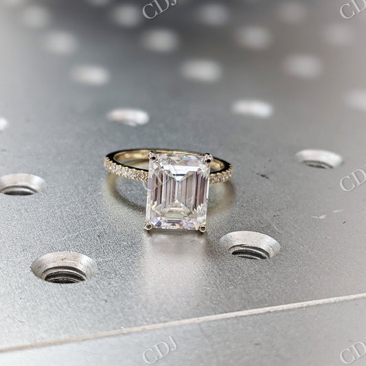 Bridal Emerald Cut Moissanite Engagement Ring  customdiamjewel 10 KT Yellow Gold VVS-EF