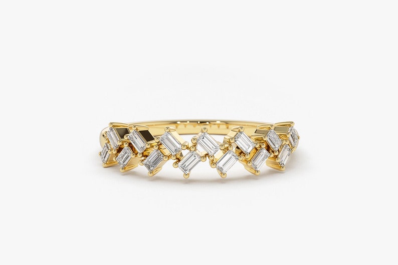 0.32CTW Baguette Shape Natural Diamond Antique Prong Band  customdiamjewel 10KT Yellow Gold VVS-EF