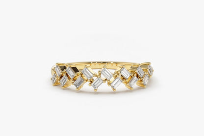 0.32CTW Baguette Shape Natural Diamond Antique Prong Band  customdiamjewel 10KT Yellow Gold VVS-EF
