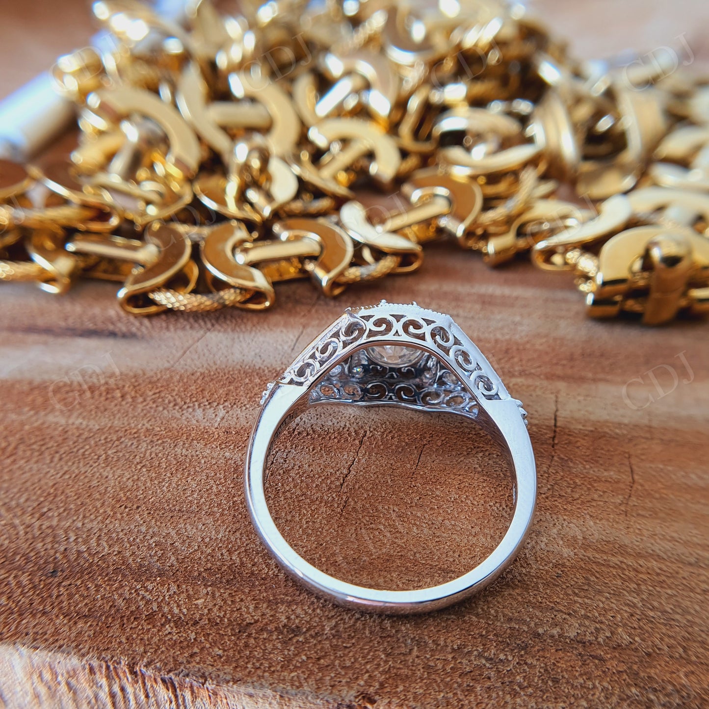 2.06CT Old European Octagon Cut Moissanite Wedding Ring