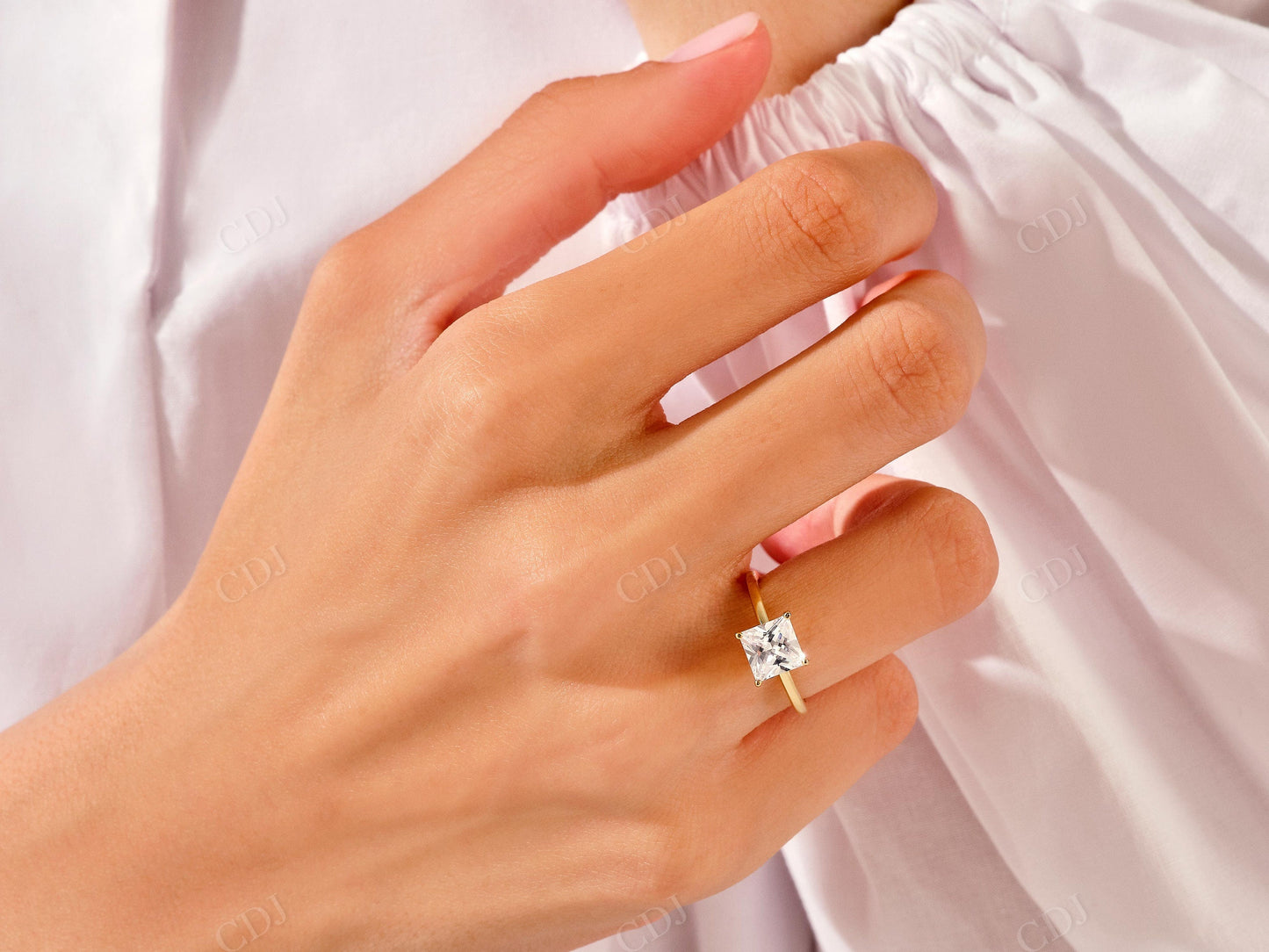 1.5 CT Princess Cut Moissanite Minimalist Engagement Ring Set