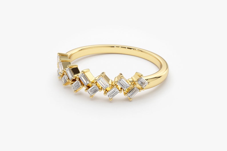 0.32CTW Baguette Shape Natural Diamond Antique Prong Band  customdiamjewel   