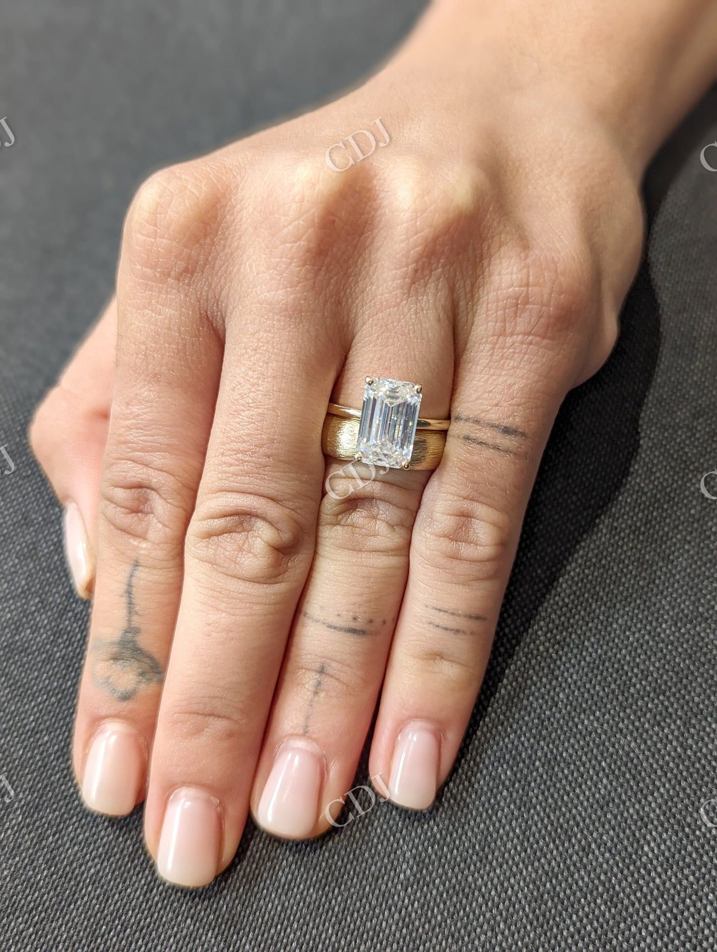 Unique Emerald Cut Moissanite Wedding Bridal Set  customdiamjewel   