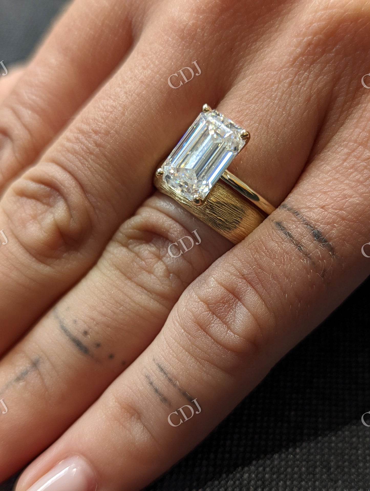 Unique Emerald Cut Moissanite Wedding Bridal Set  customdiamjewel   