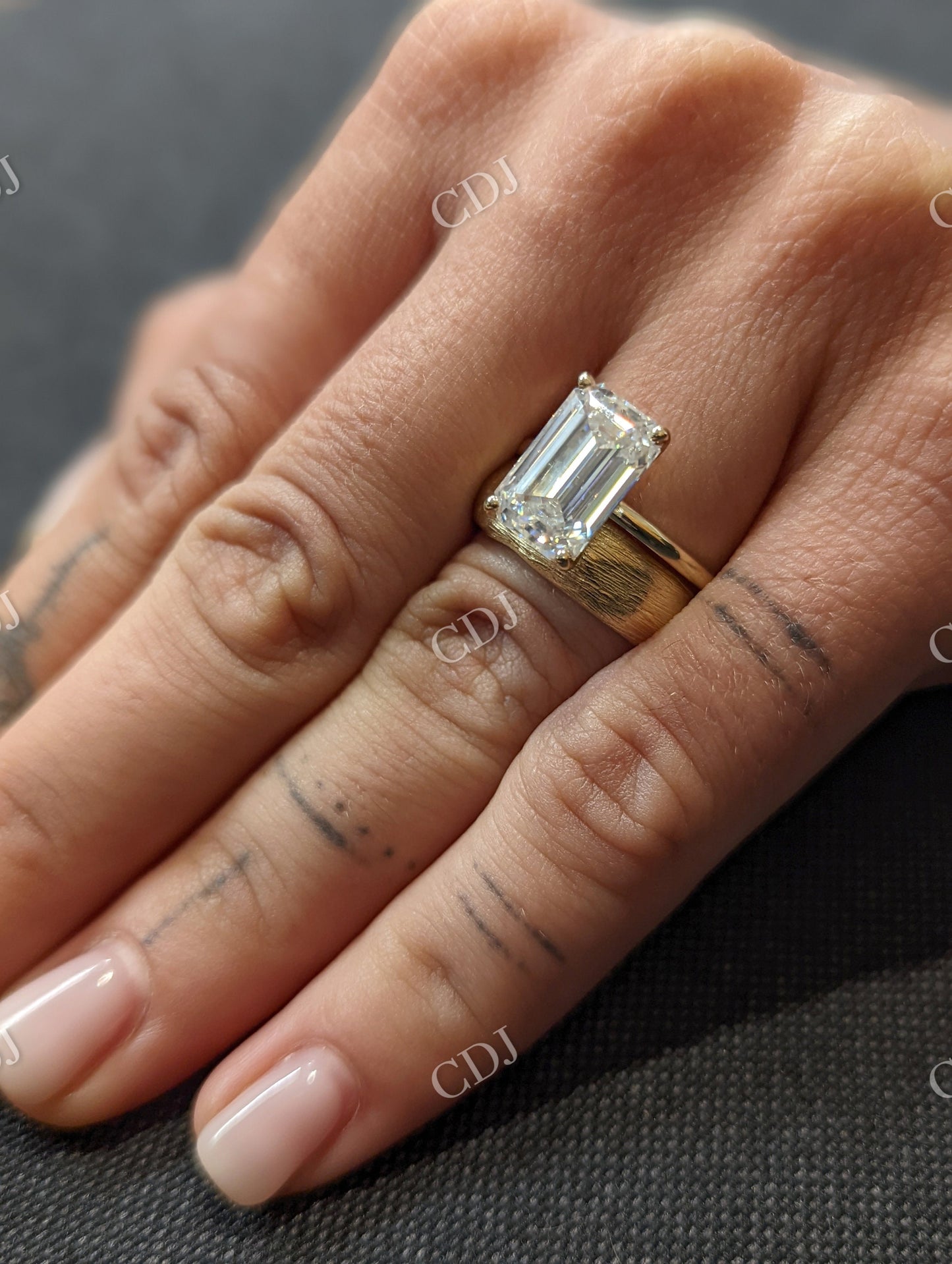 Unique Emerald Cut Moissanite Wedding Bridal Set  customdiamjewel   