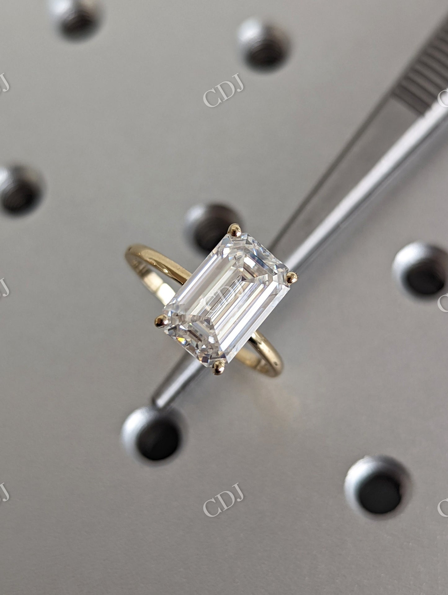 Unique Emerald Cut Moissanite Wedding Bridal Set  customdiamjewel   