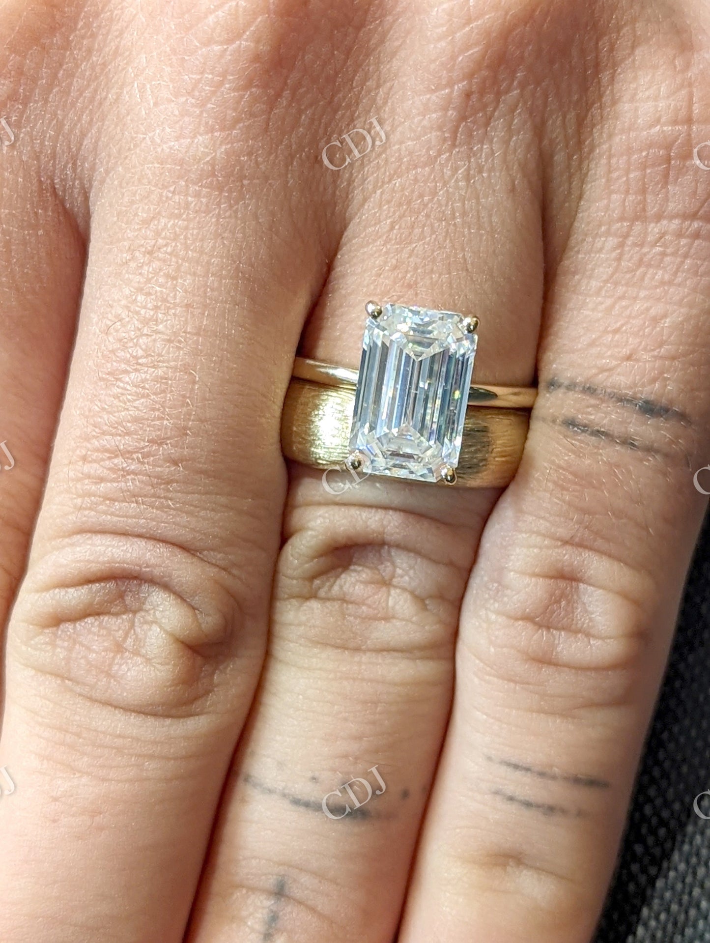 Unique Emerald Cut Moissanite Wedding Bridal Set  customdiamjewel   