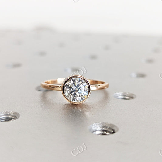 1CT Solitaire Bezek Set Moissanite Engagement Ring  customdiamjewel 10 KT Yellow Gold VVS-EF