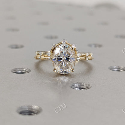 Classic Oval Cut Moissanite Wedding Bridal Set  customdiamjewel 10 KT Yellow Gold VVS-EF