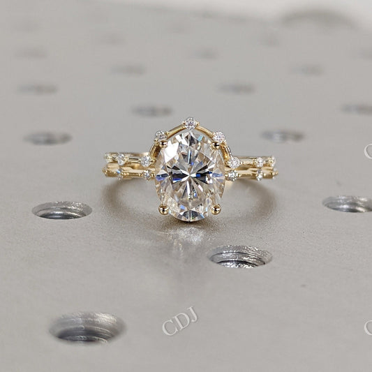Classic Oval Cut Moissanite Wedding Bridal Set  customdiamjewel 10 KT Yellow Gold VVS-EF