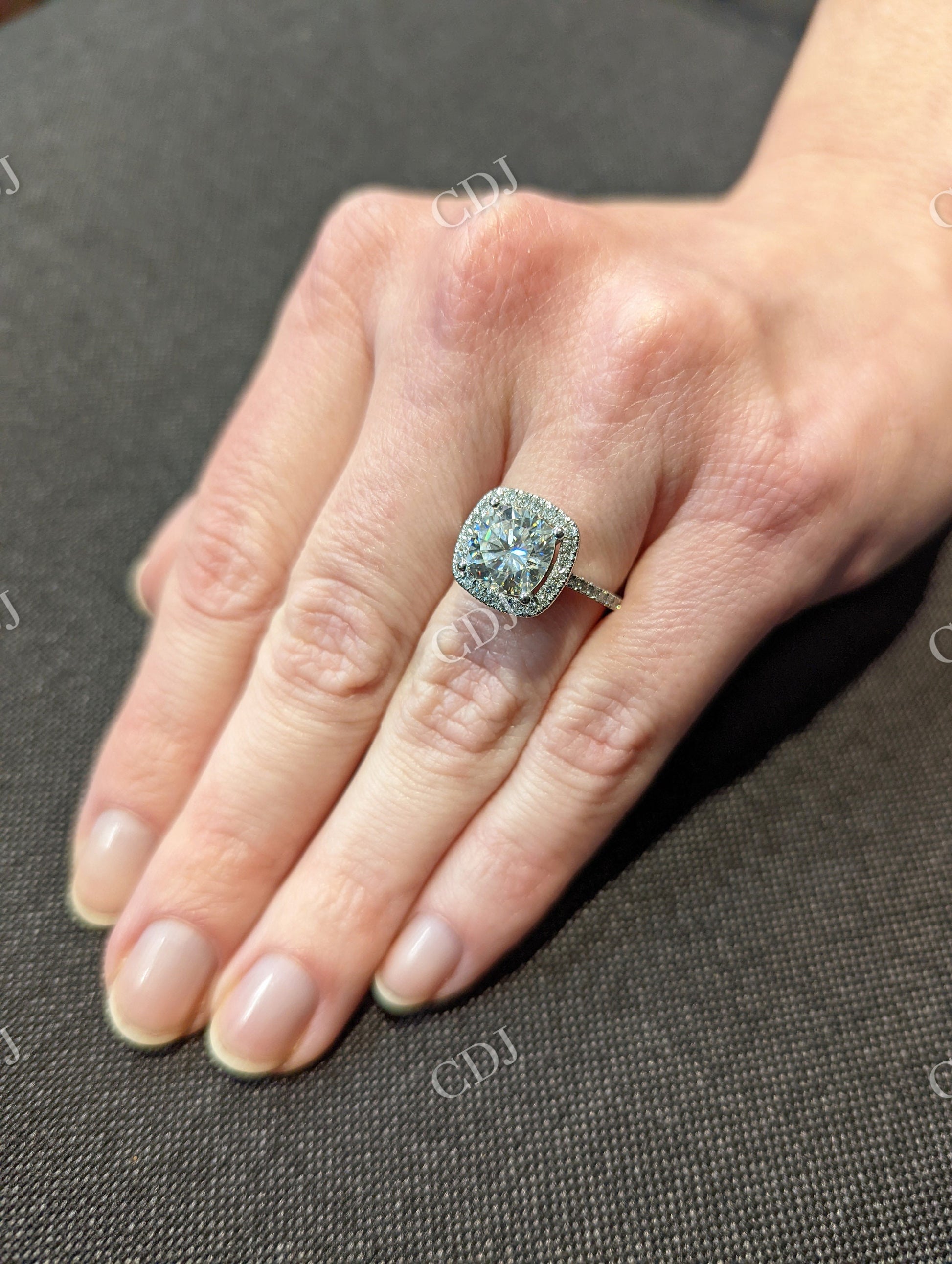 Classic Cushion Cut Moissanite Engagement Ring  customdiamjewel   