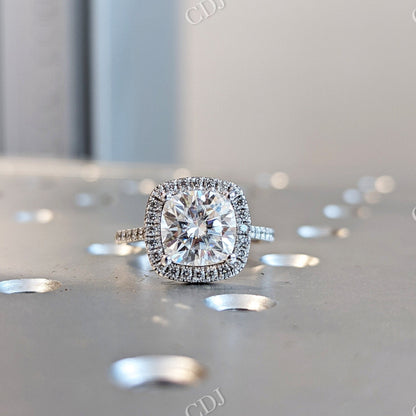 Classic Cushion Cut Moissanite Engagement Ring  customdiamjewel 10 KT White Gold VVS-EF