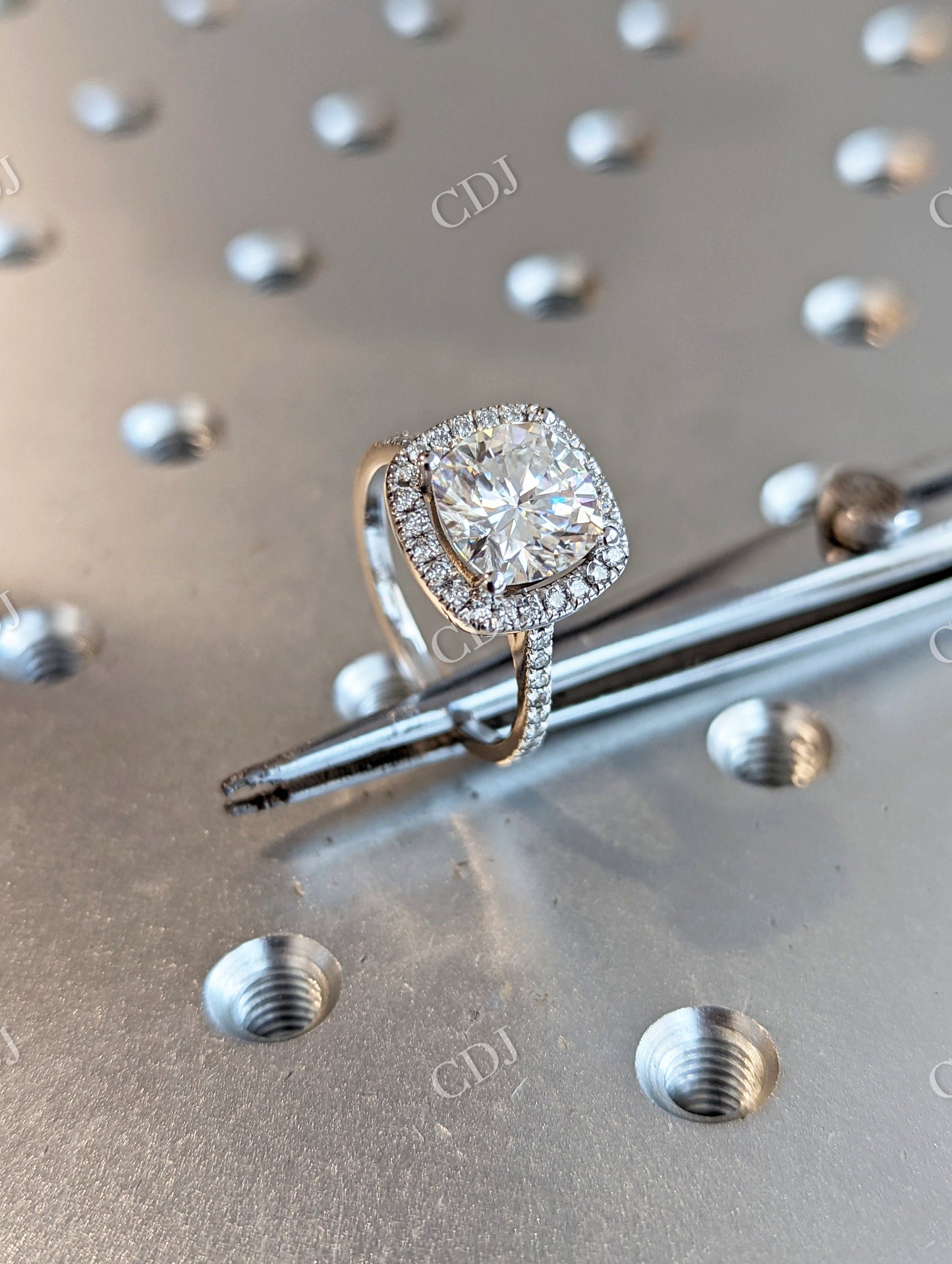 Classic Cushion Cut Moissanite Engagement Ring  customdiamjewel   