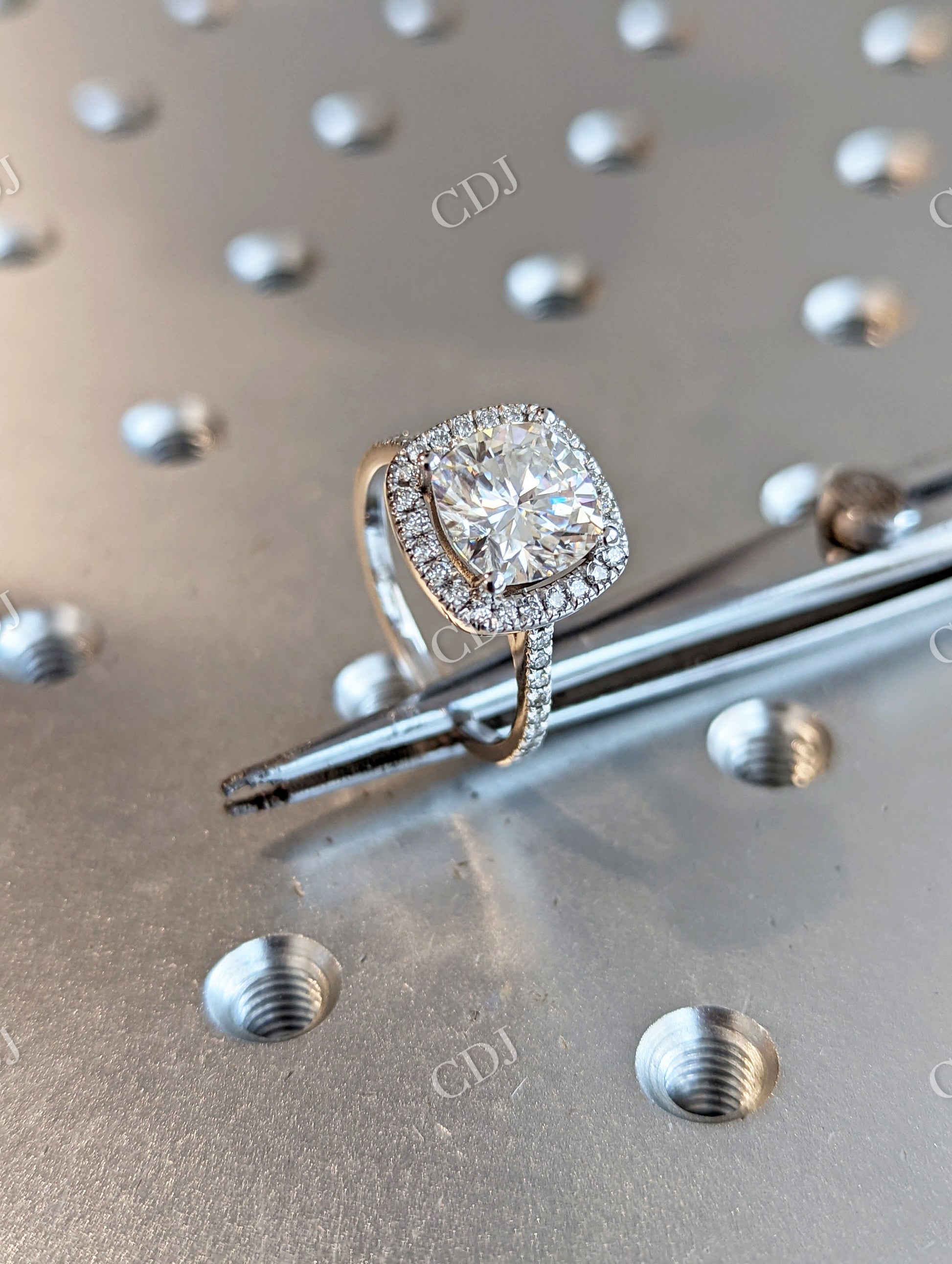 Classic Cushion Cut Moissanite Engagement Ring  customdiamjewel   