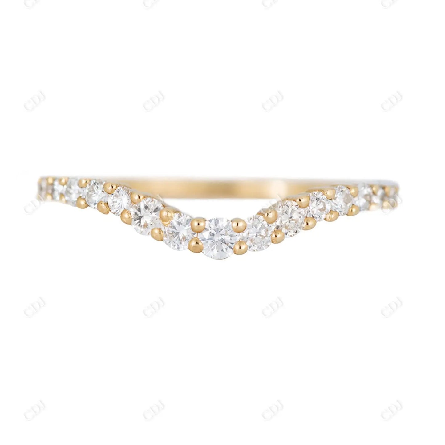 Curved 0.23CTW Natural Diamond Wedding Band  customdiamjewel 10KT Yellow Gold VVS-EF