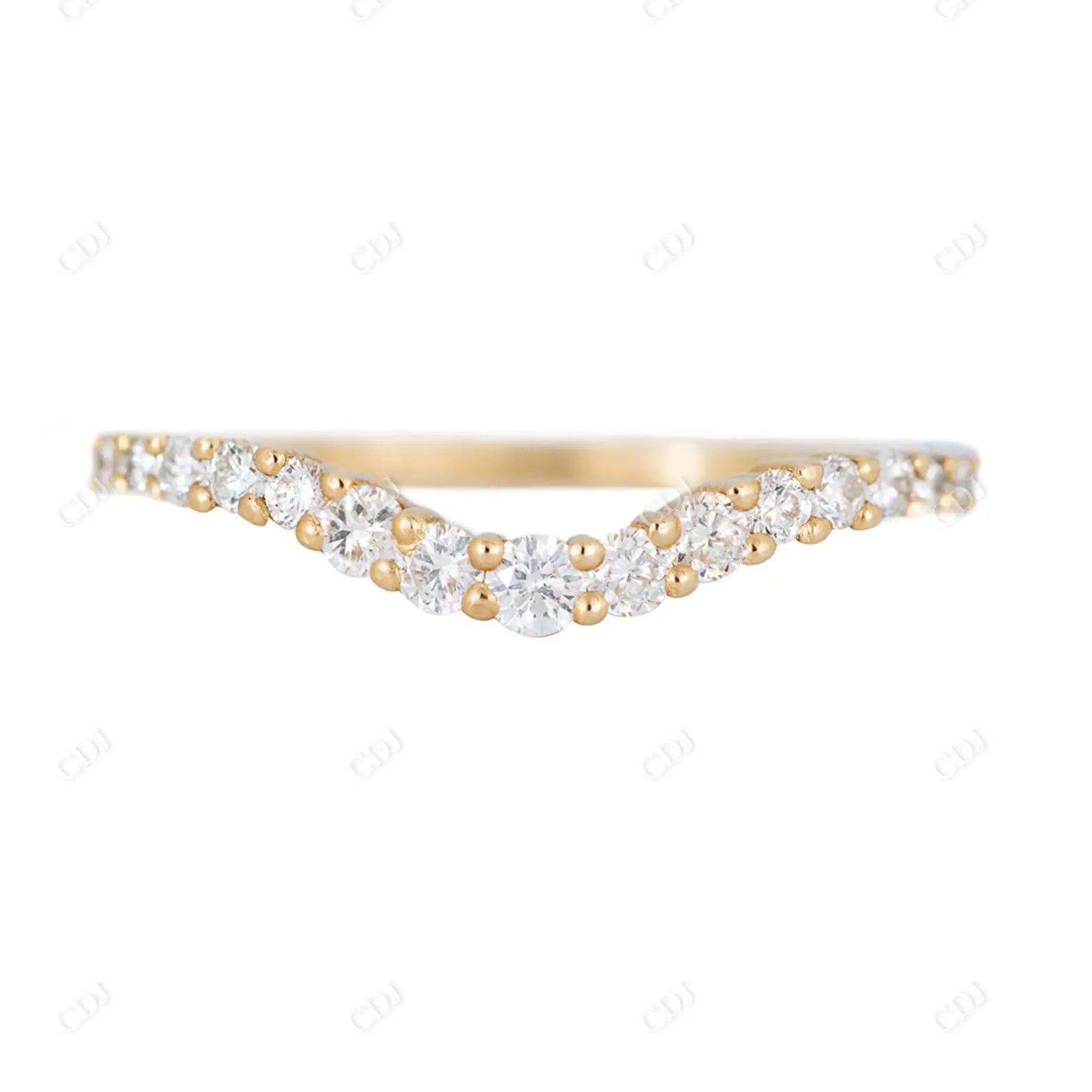 Curved 0.23CTW Natural Diamond Wedding Band  customdiamjewel 10KT Yellow Gold VVS-EF