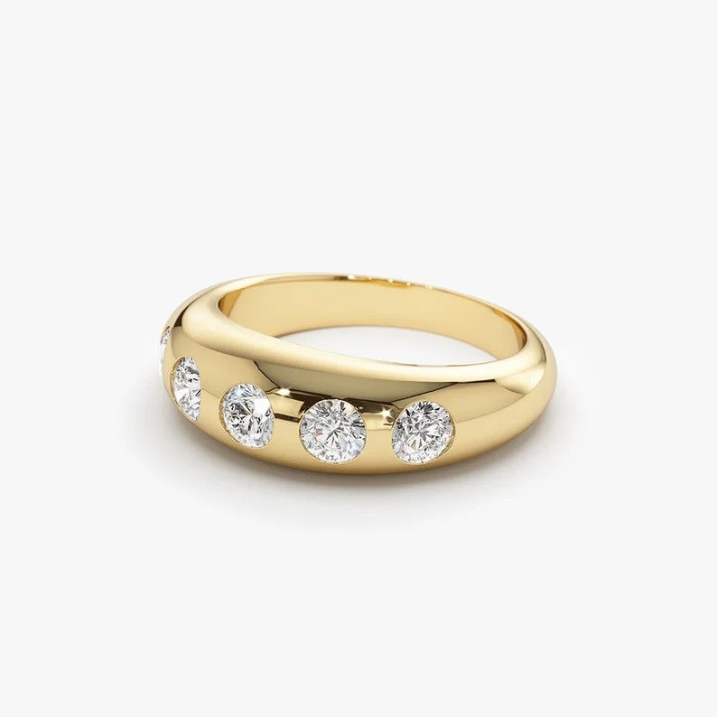 0.90CTW Chunky Lab Grown Diamond Wedding Band  customdiamjewel 10KT Yellow Gold VVS-EF