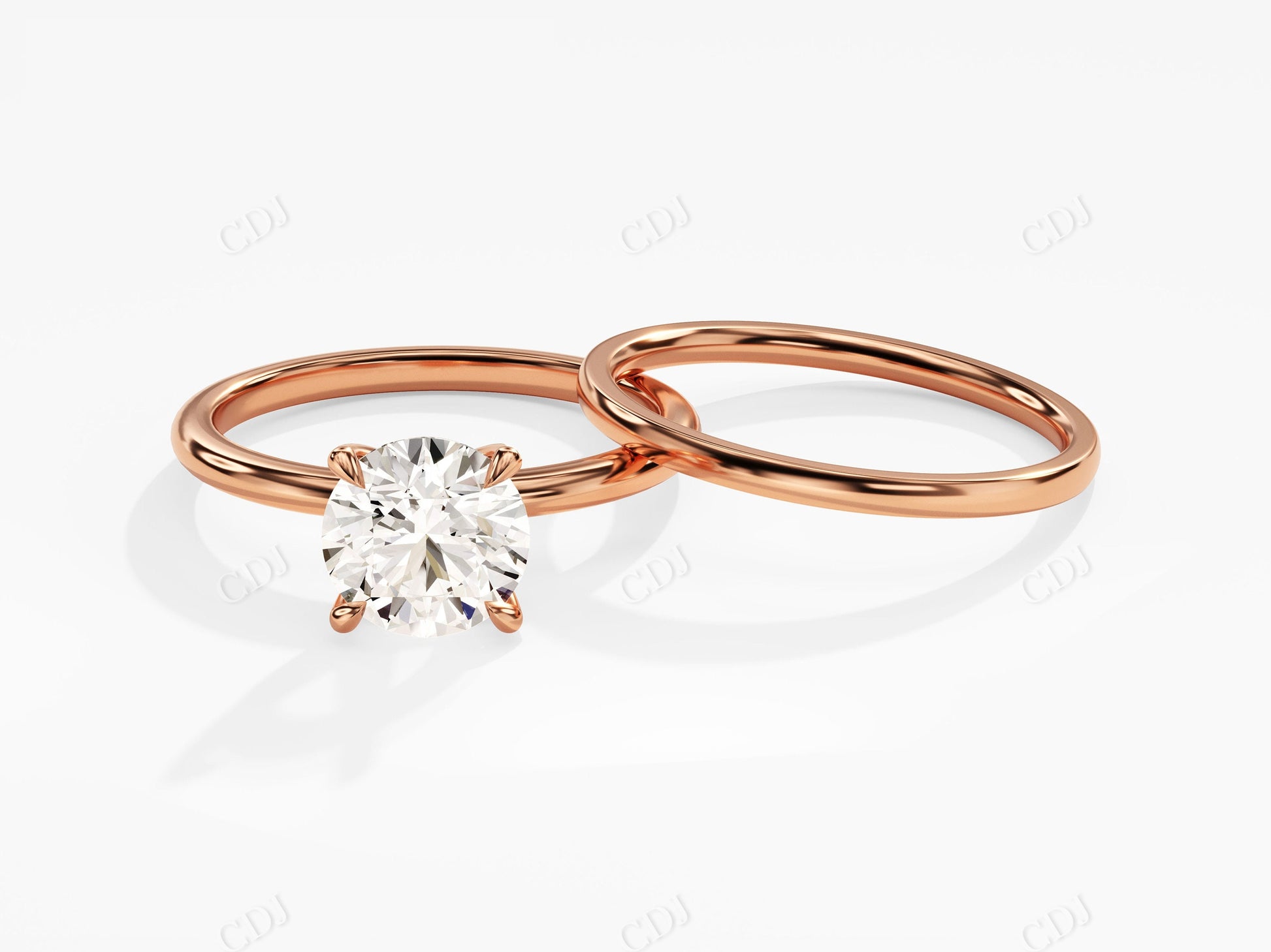 Simple Round Cut Solitaire Moissanite Engagement Ring Set  customdiamjewel 10KT Rose Gold VVS-EF