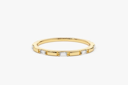 0.15CTW East West Baguette Cut Natural Diamond Minimalist Band  customdiamjewel 10KT Yellow Gold VVS-EF
