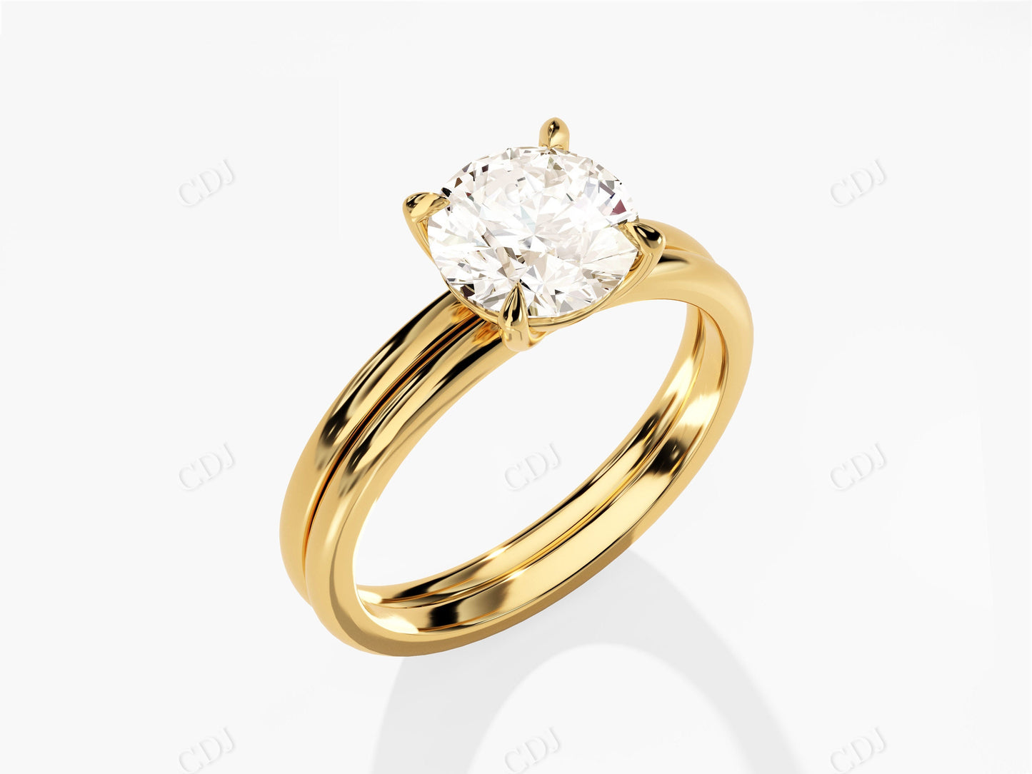 Simple Round Cut Solitaire Moissanite Engagement Ring Set  customdiamjewel   
