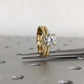 Vintage Round White Gold Micro Pave Engraved Moissanite Engagement Ring  customdiamjewel   
