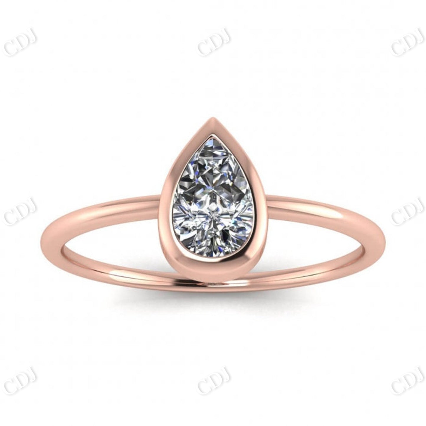 White Gold Pear Shaped Moissanite Solitaire Ring  customdiamjewel 10 KT Rose Gold VVS-EF