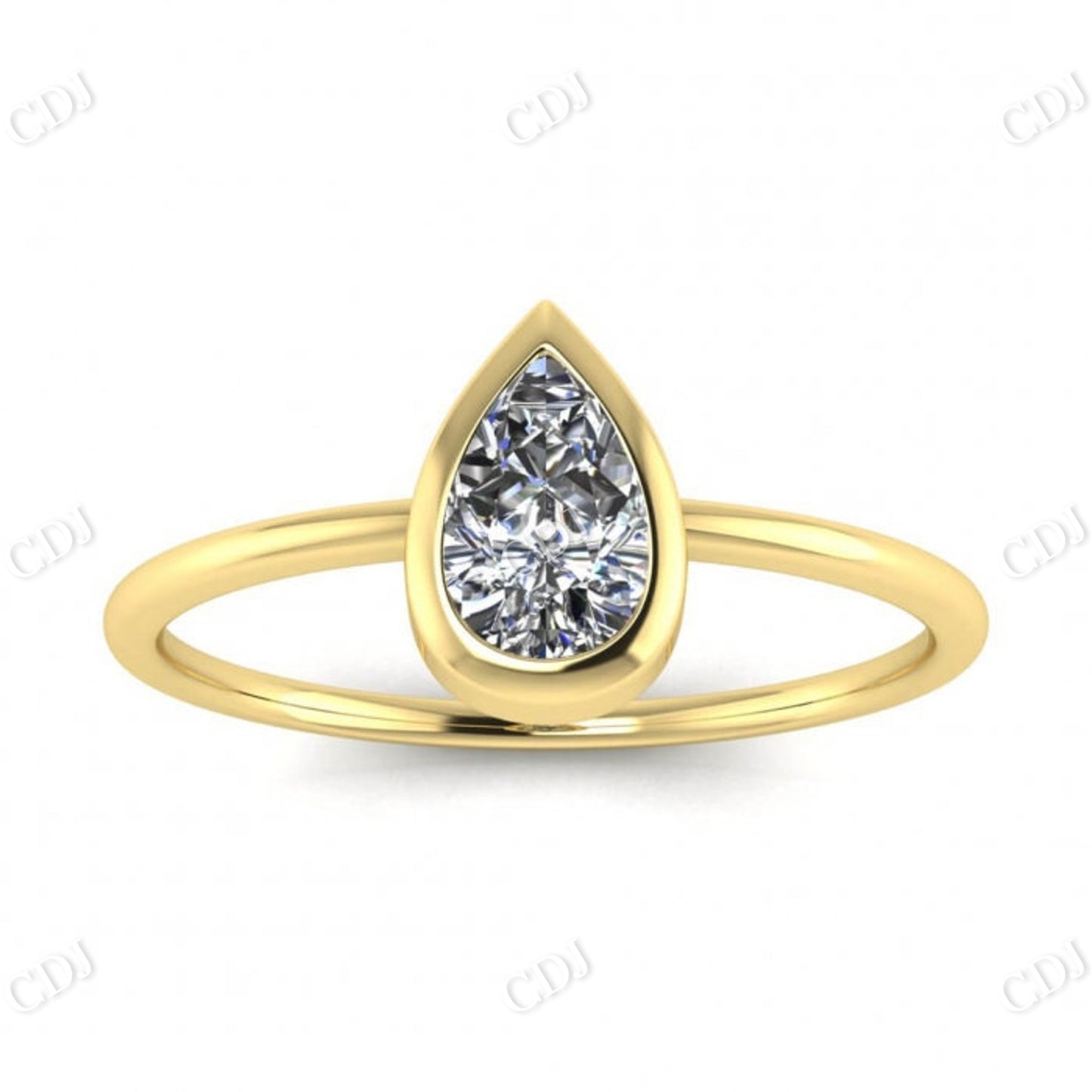 White Gold Pear Shaped Moissanite Solitaire Ring  customdiamjewel 10 KT Yellow Gold VVS-EF