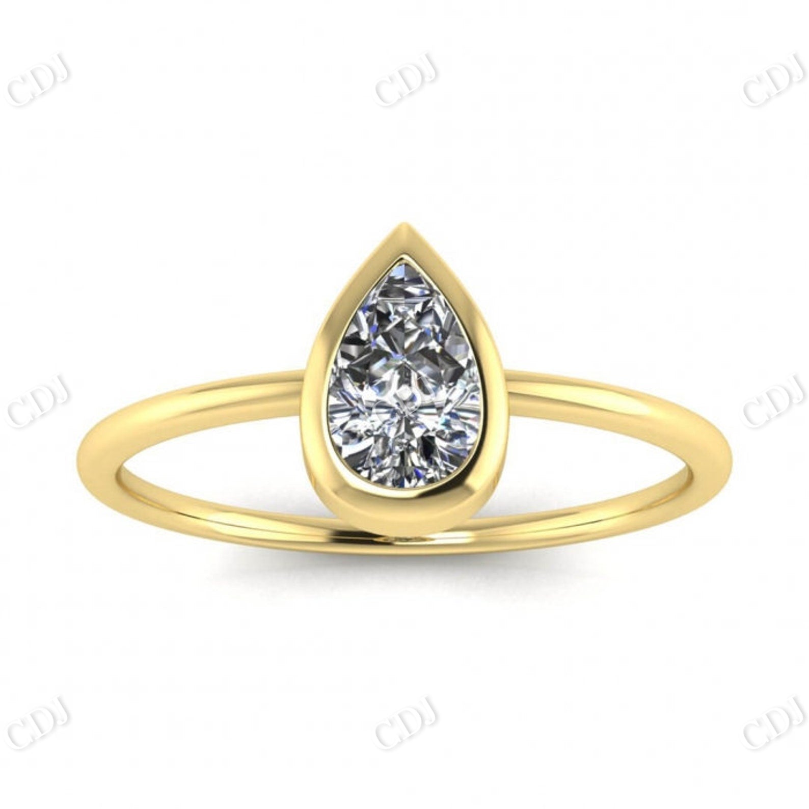 White Gold Pear Shaped Moissanite Solitaire Ring  customdiamjewel 10 KT Yellow Gold VVS-EF