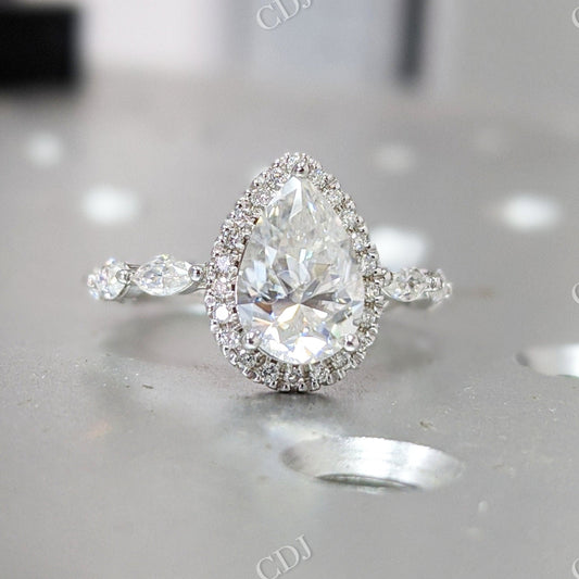 Antique Pear Cut Moissanite Engagement Ring  customdiamjewel 10 KT White Gold VVS-EF