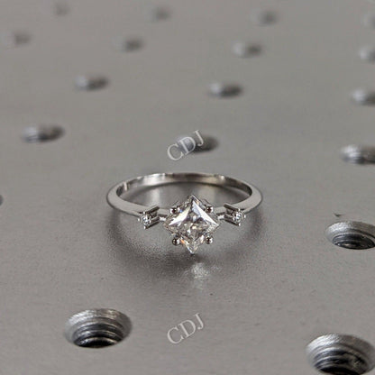 Unique Princess Cut Moissanite Cluster Engagement Ring  customdiamjewel 10 KT White Gold VVS-EF