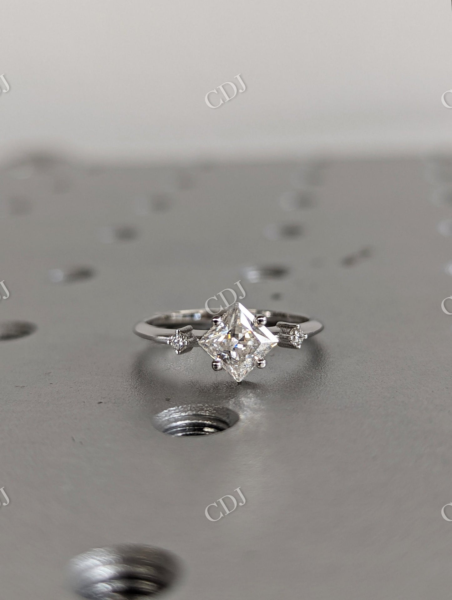 Unique Princess Cut Moissanite Cluster Engagement Ring  customdiamjewel   