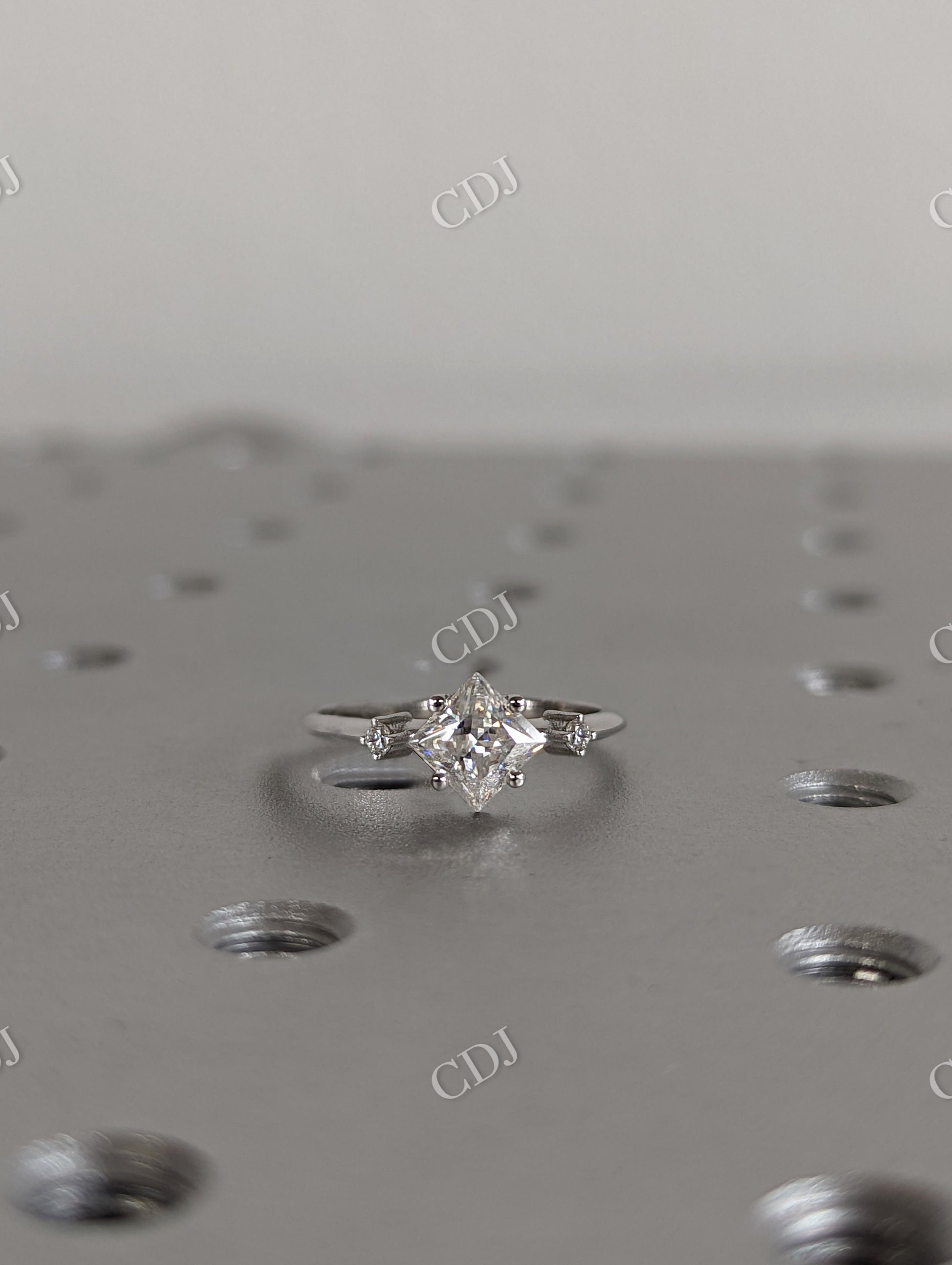 Unique Princess Cut Moissanite Cluster Engagement Ring  customdiamjewel   