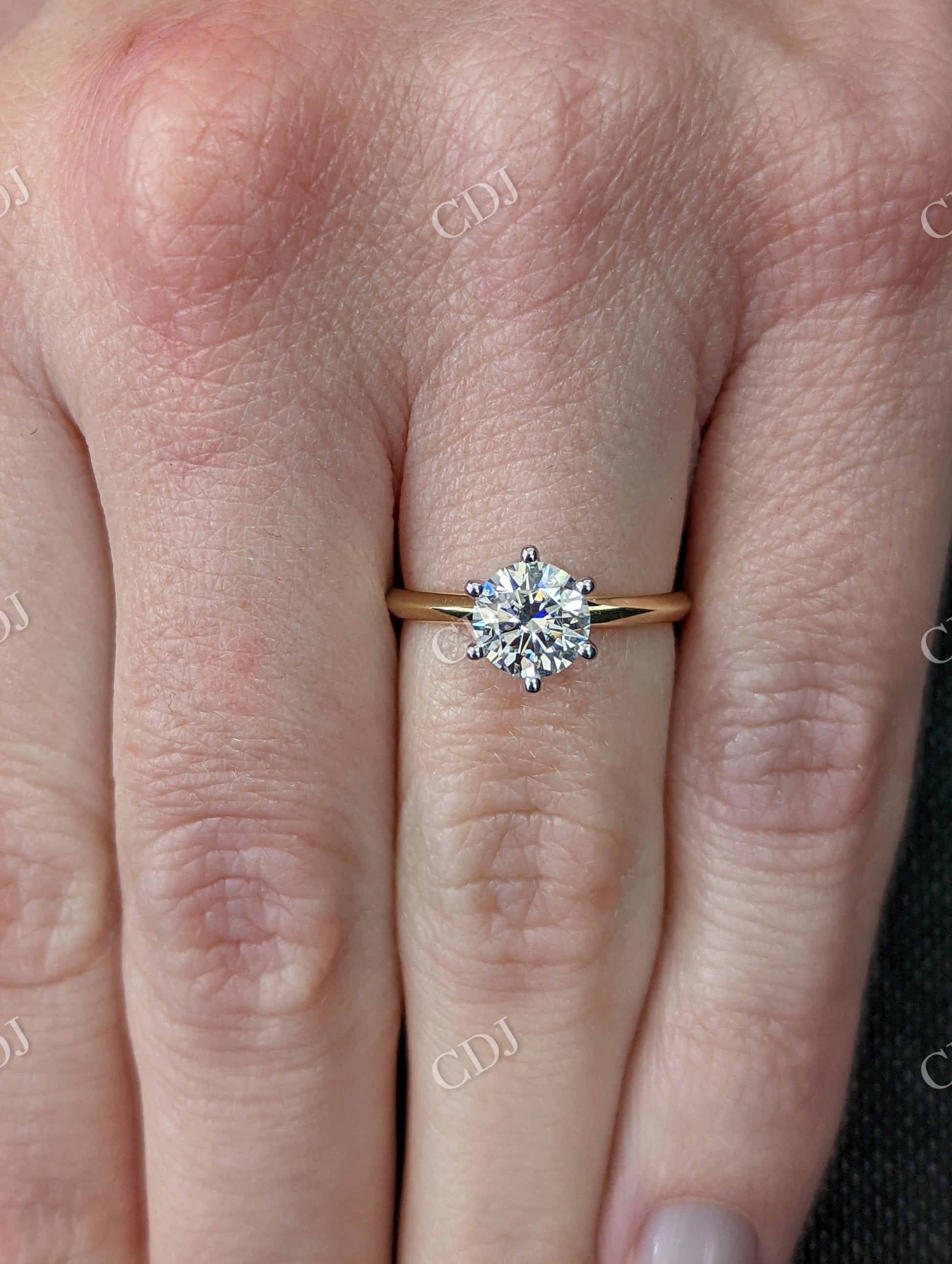 White Gold Classic Moissanite Engagement Ring Set with Delicate Band  customdiamjewel   