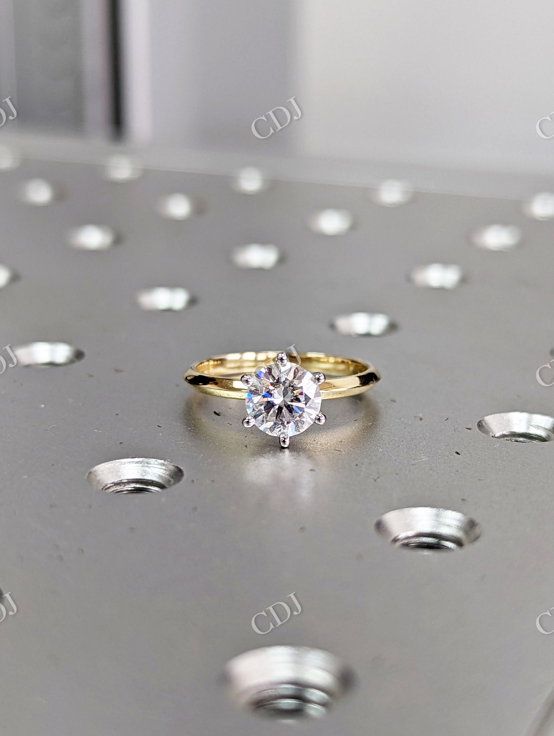 White Gold Classic Moissanite Engagement Ring Set with Delicate Band  customdiamjewel   