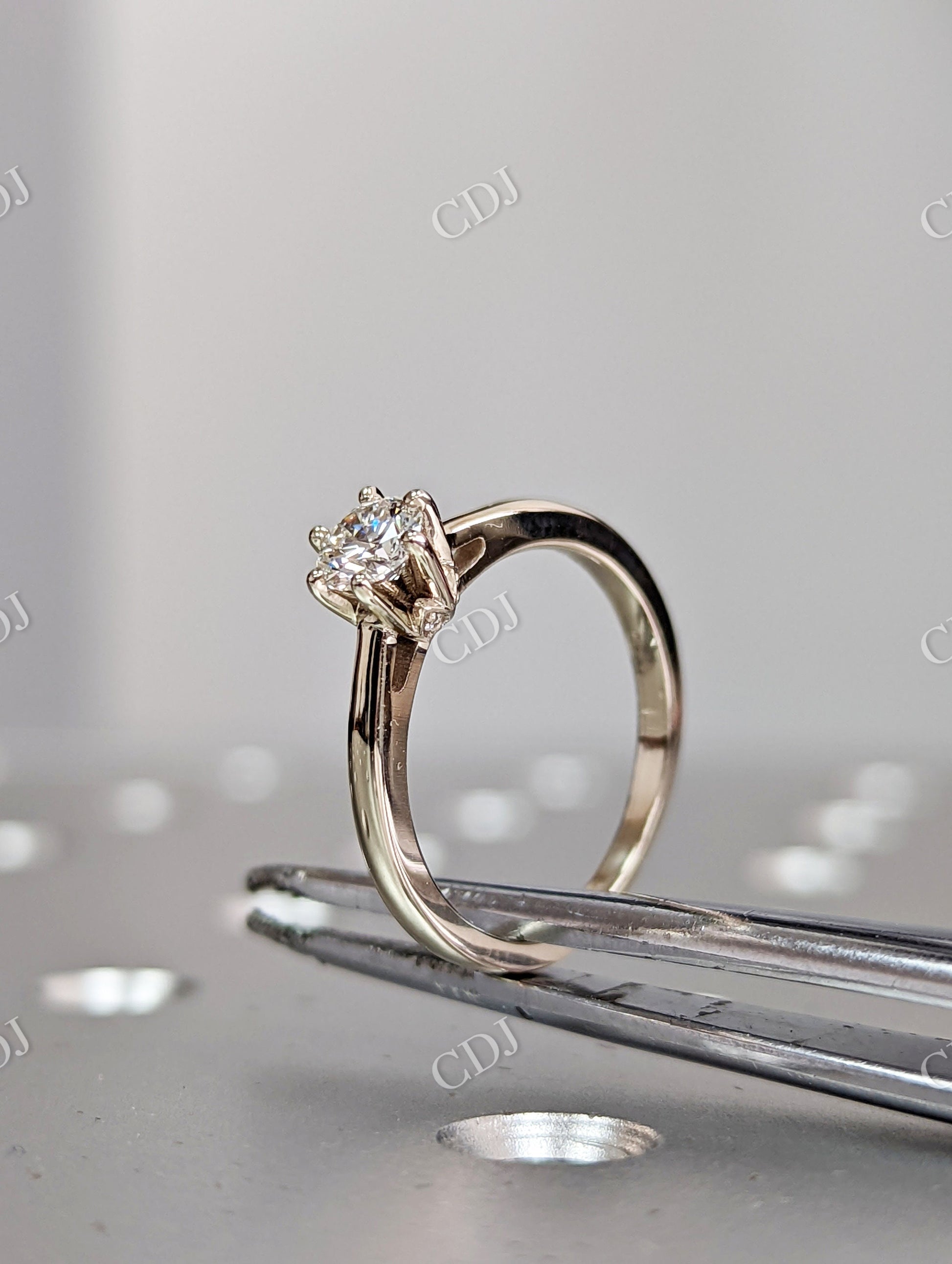 Brilliant Round Moissanite Solitaire Engagement Ring  customdiamjewel   