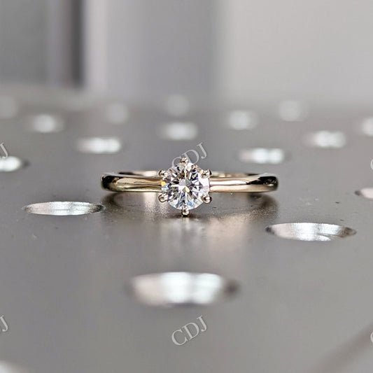 Brilliant Round Moissanite Solitaire Engagement Ring  customdiamjewel 10 KT Yellow Gold VVS-EF